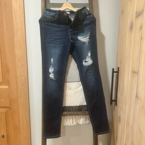 KanCan Dark Blue Distressed Skinny Jeans 7/27
